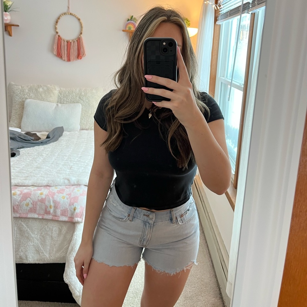 American Eagle Raw Hem Jean Shorts